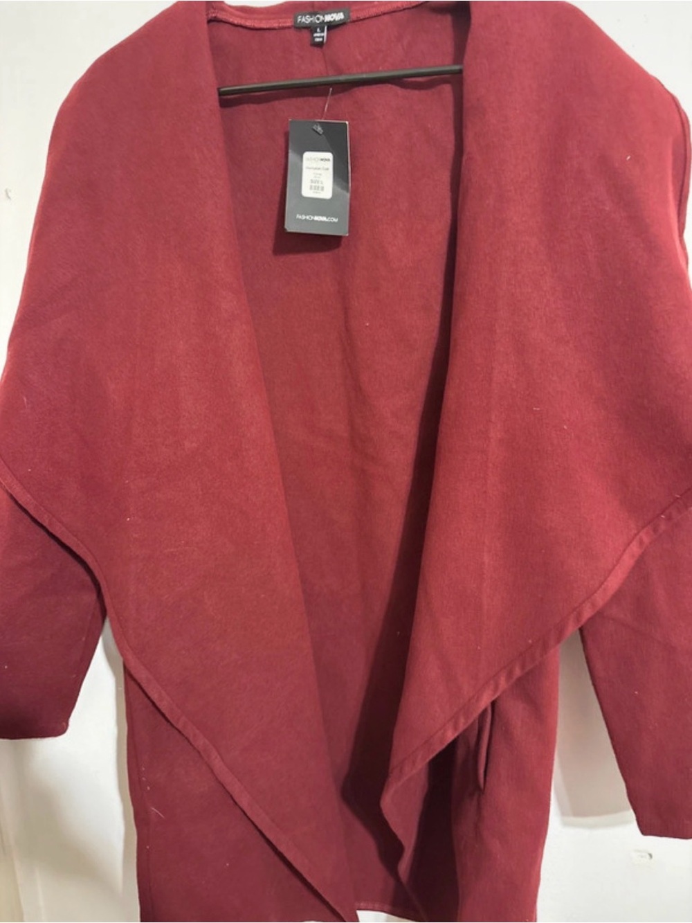 Fashion Nova Draped Open-Front Cardigan - Deep Red